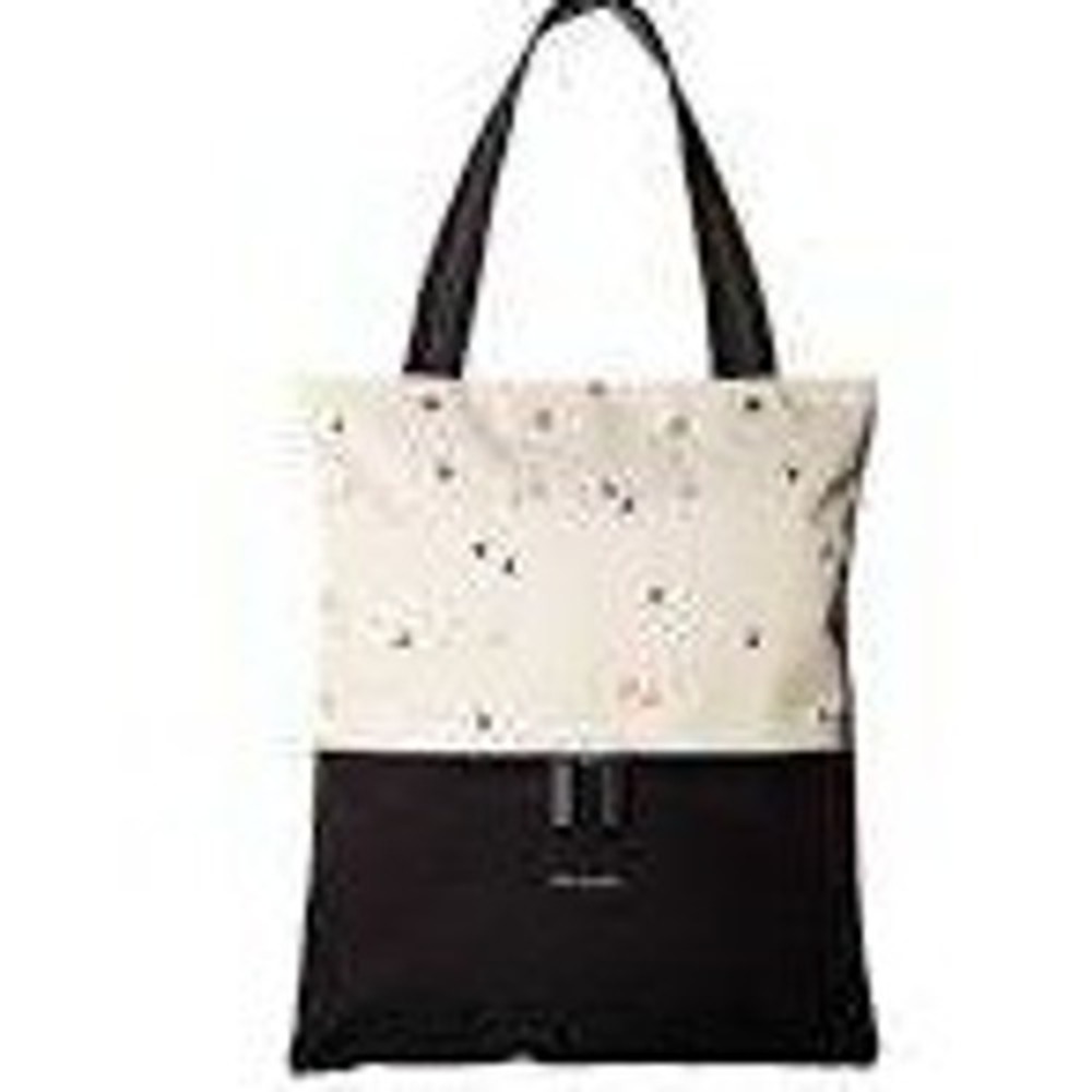 Sherpani Sloan Recycled Tote with Padded Laptop Sleeve - Black/Ivory Tree Design